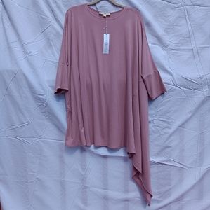 Pink Women's Casual Everyday Mimu Maxi Cascade Jersey Top asymmetrical Size L